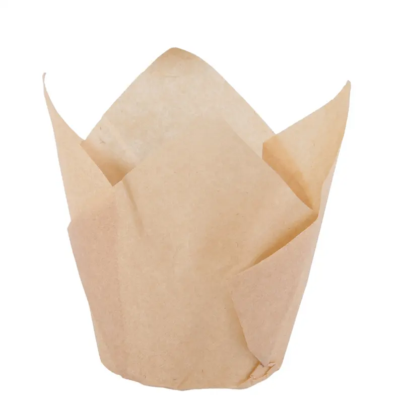 HGHO 1000Pcs Tulip Cupcake Baking Cups, Muffin Baking Liners Holders, Rustic Cupcake Wrapper, Brown, White And Nature Color