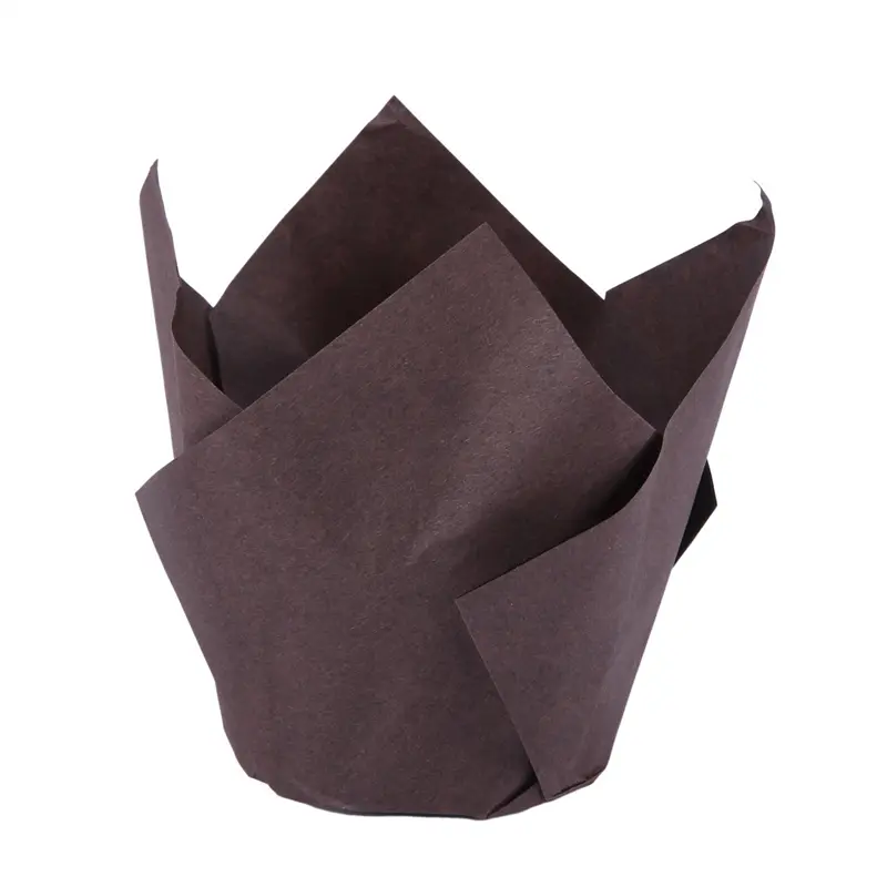 HGHO 1000Pcs Tulip Cupcake Baking Cups, Muffin Baking Liners Holders, Rustic Cupcake Wrapper, Brown, White And Nature Color
