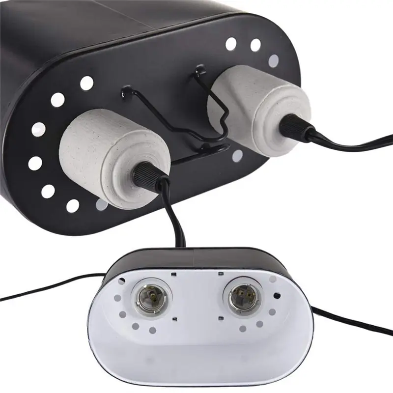 HGHO 1 Piece Dual Reptile Light Fixture Dual Heating Lamp UVB Light Fixture For Reptile Dome Heat Lighting Lamp Combo Kit US Plu