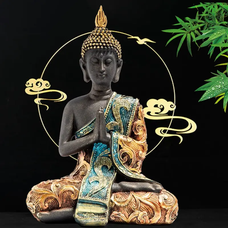 Buddha Statue Thailand Sculpture Resin Handmade Buddhism Hindu Feng Shui Figurine Meditation Home Decor Ornament
