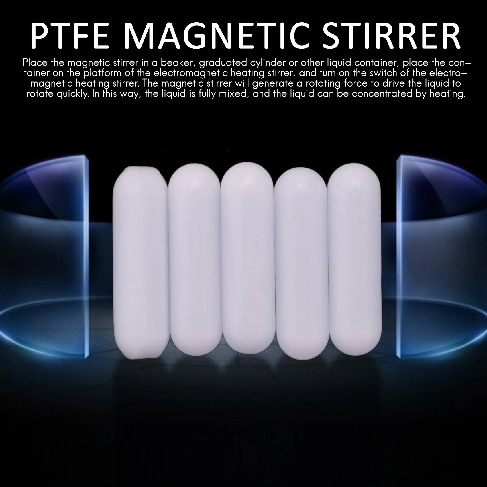 HGHO 5 Pcs 25Mm(1 Inch) PTFE Magnetic Stirrer Mixer Stir Bar,White Color,Laboratory Bar,Stir Plate Bar,7Mm25mm Stir Bars