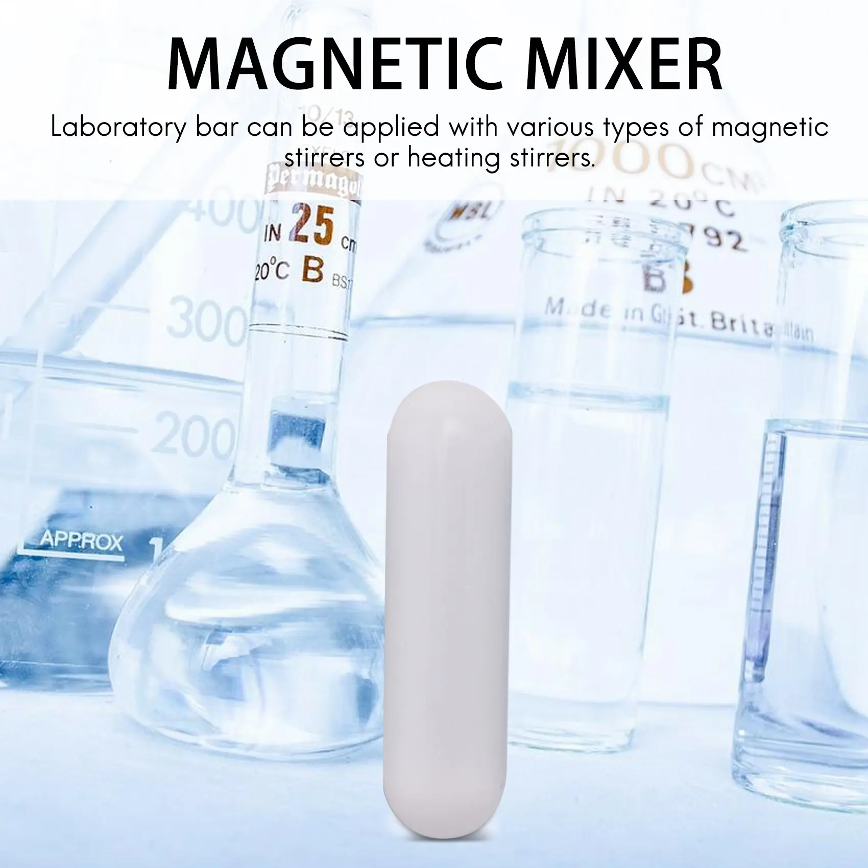 HGHO 5 Pcs 25Mm(1 Inch) PTFE Magnetic Stirrer Mixer Stir Bar,White Color,Laboratory Bar,Stir Plate Bar,7Mm25mm Stir Bars