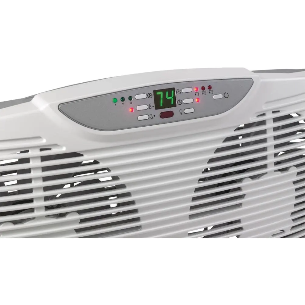 3-Speed Twin Window Fan with Remote Control Electrically Reversible Fan Intake Exhaust and Exchange Quiet Indoor Cooling Unit