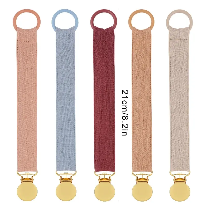 5Pcs Baby Pacifier Clip Infant Newborn Cotton Pacifier Chain metal Clip Nipple Soother Dummy Holder Eco-friendly Safe Gift