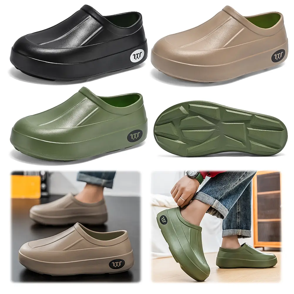 EVA Chef Shoes Outdoor Safety Shoes Waterproof Comfortable Walking Shoes Oil-proof Slip On Nursing Shoes Non Slip for Men