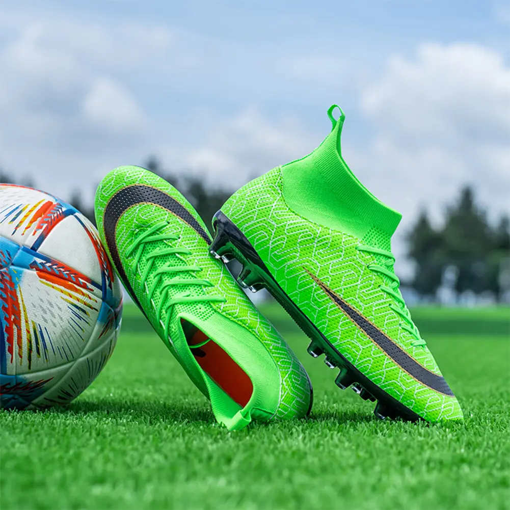 Men's and Women's Soccer Cleats Firm Ground Soccer Shoes Lightweight Football Cleats High-top Rugby Boots