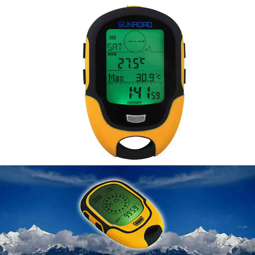 Multifunctional Thermometer Hygrometer Rechargeable GPS Navigation Receptor with LED Flashlight for Camping Hiking Outdoors