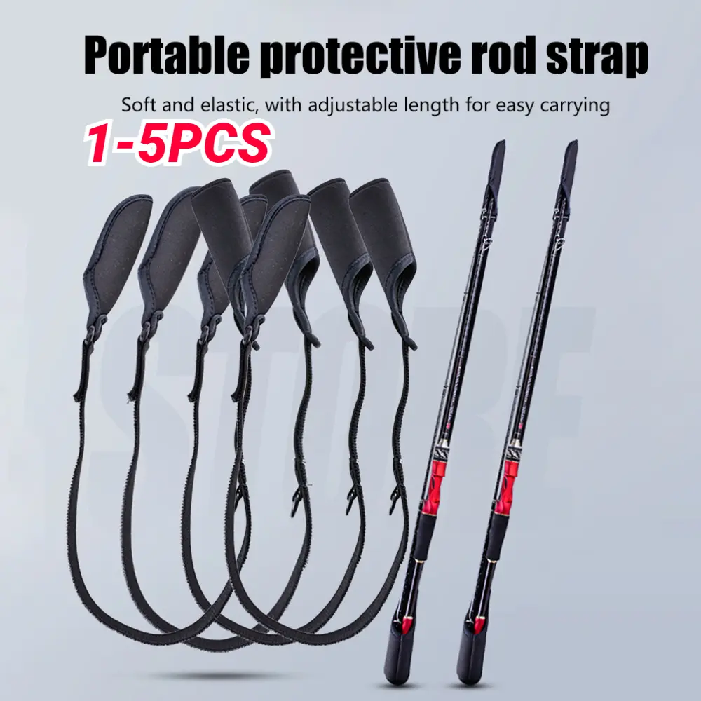 5-1PCS Fishing Rod Socks Srtap Fishing Pole Sleeves Belt Rod Protector Adjustable Rod Cover Protector for Fishing Rod Tube-Case