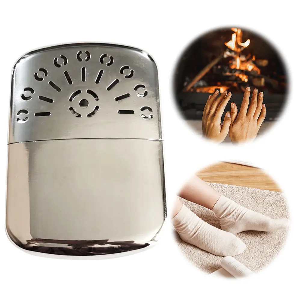 Zinc Alloy Portable Fuel Hand Warmer Reusable Fuel Heater Small Handy Warmer Heater for Outdoor Sports Camping Hiking