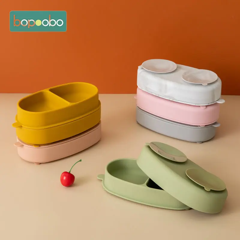 Children Safe Silicone Bowls Baby Complementary Food Training Silicone Tableware Infait Solid Color Silicone Suction Cup Bowls