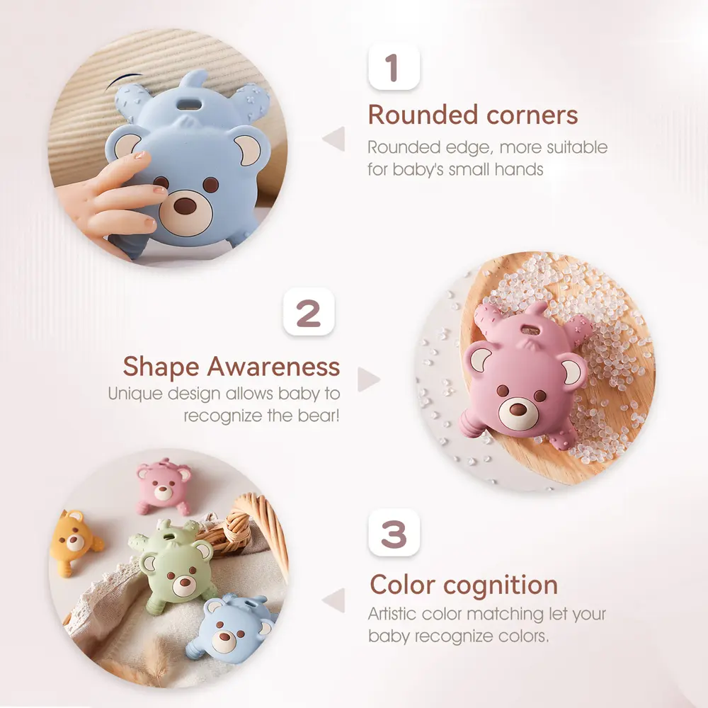Silicone Cartoon Teether Baby  Bear Teeth Grinding Rod Anti-eating Hand Tooth Care Accessories Baby Soothing Product Baby Gifts
