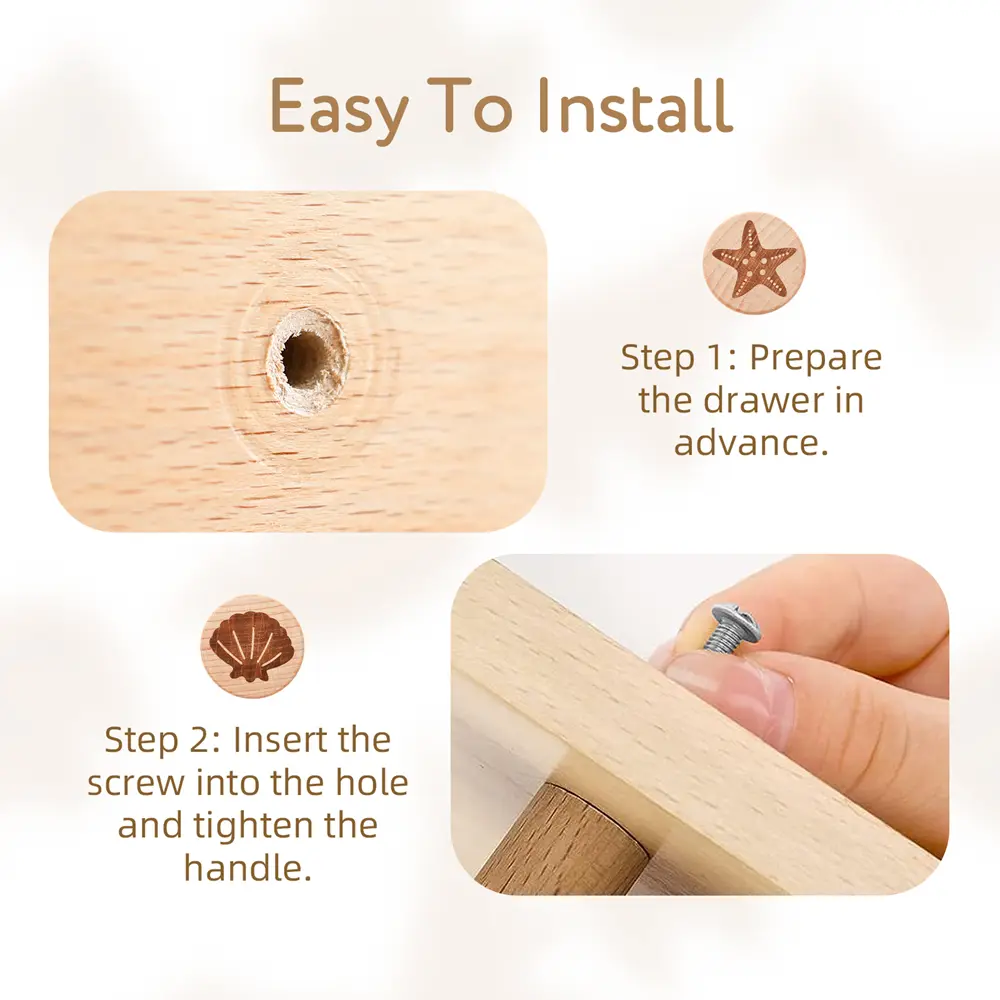 1Set Wooden Revolving Handles Children Room Cabinet And Drawers Decoration Handle Multiple-Pattern Designs Door knob Baby Gift