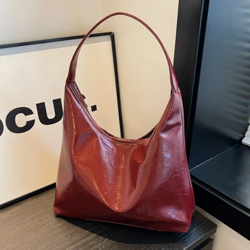 Large Capacity Red Bag For Women 2024 New Retro Texture Single Shoulder Tote Bags Fashion Versatile Casual Ladies Handbags
