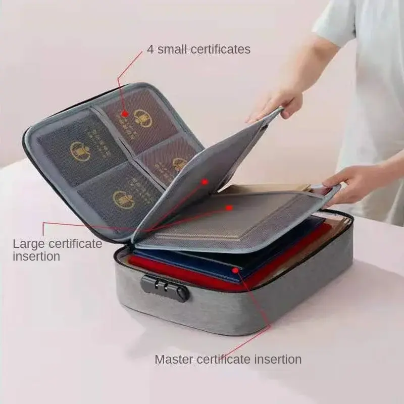 Multifunctional Briefcase Office Waterproof Document Storage Bag Business Trip Bank Card Passport Organizer Travel Accessory