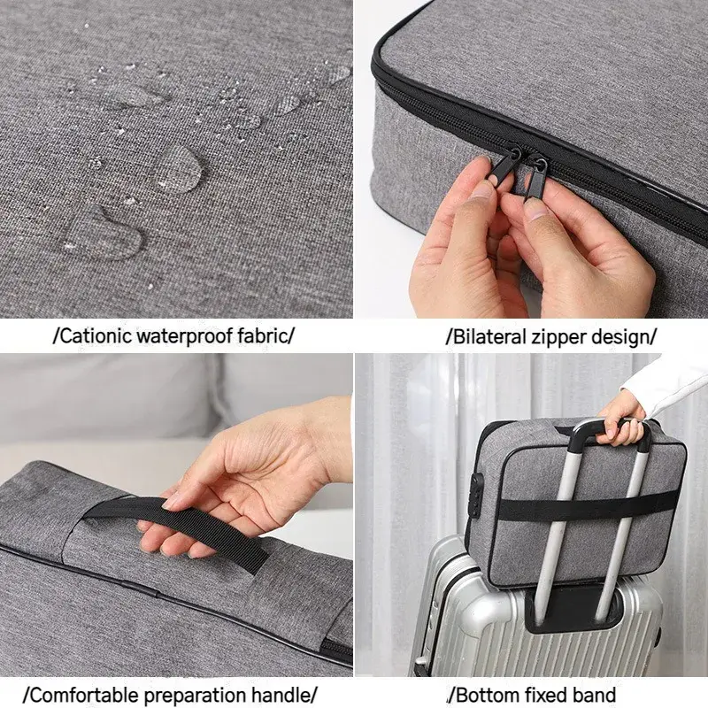Multifunctional Briefcase Office Waterproof Document Storage Bag Business Trip Bank Card Passport Organizer Travel Accessory