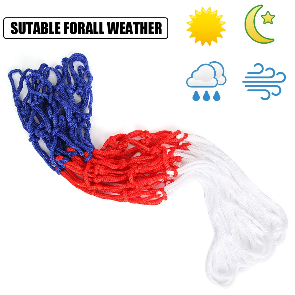 All-Weather Basketball Net Red+White+Blue Tri-Color Outdoor Indoor Hoop Net