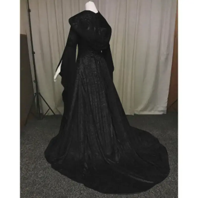 women's coswear Medieval wedding dress hooded waist dress cosplay Witch dress halloween disfraz