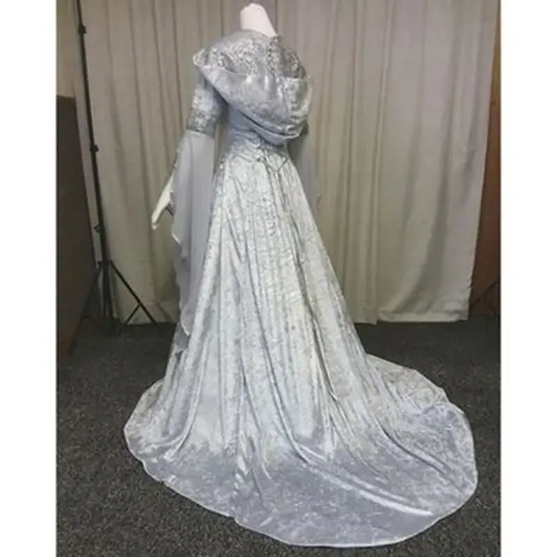 women's coswear Medieval wedding dress hooded waist dress cosplay Witch dress halloween disfraz
