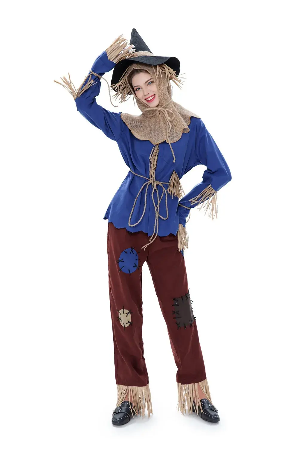 Halloween Pumpkin Patch Scarecrow Costume for Adult Kids Wizard Of Oz Scarecrow Cospaly Carnival Party Clown Circus Fancy Dress