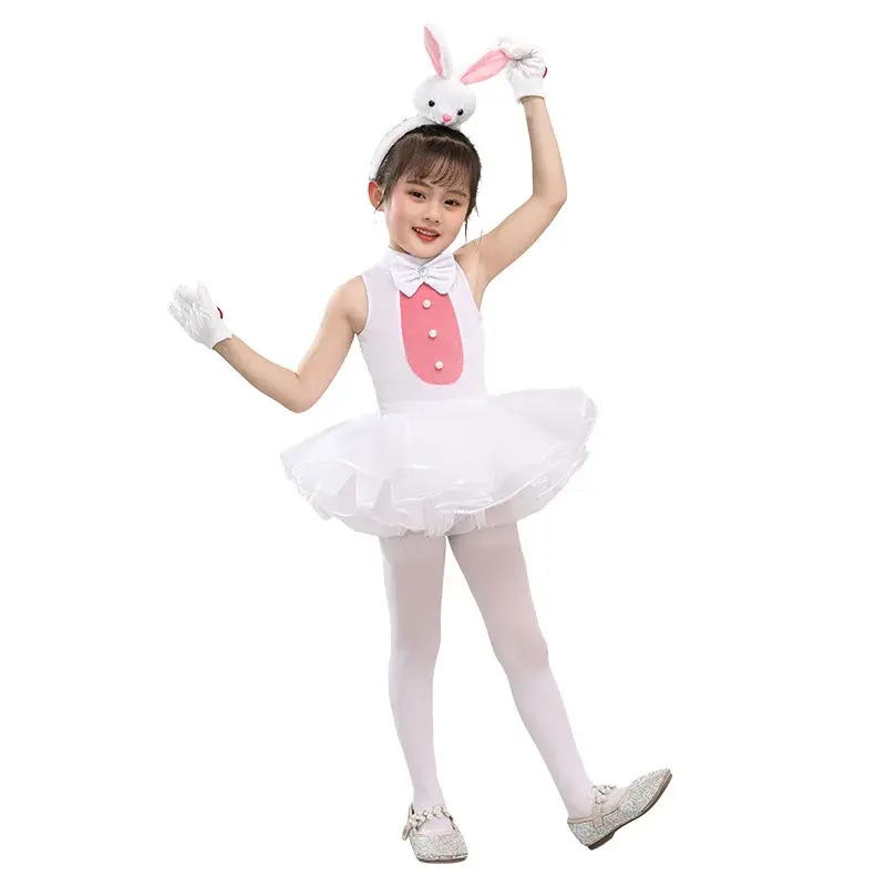 Bunny Children's Costume Rabbit Performance Wear Girls White Ballet Pettiskirt Children's Dancing Dress Outfits Ballet dress