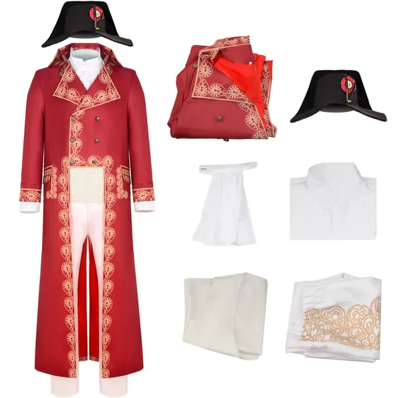 Mens Napoleon Cos Costume 2/6pcs Medieval Palace Retro Costume Festival Cosplay Suit  for  Helloween Masquerade Party