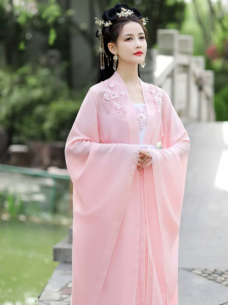2024 New Ancient Fairy Classical Dance Costume Women Pink Cherry Blossom Hanfu Women Stage Performance Clothes