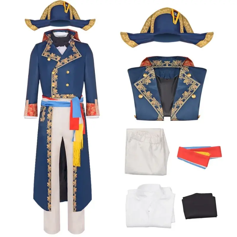 Mens Napoleon Cos Costume 2/6pcs Medieval Palace Retro Costume Festival Cosplay Suit  for  Helloween Masquerade Party