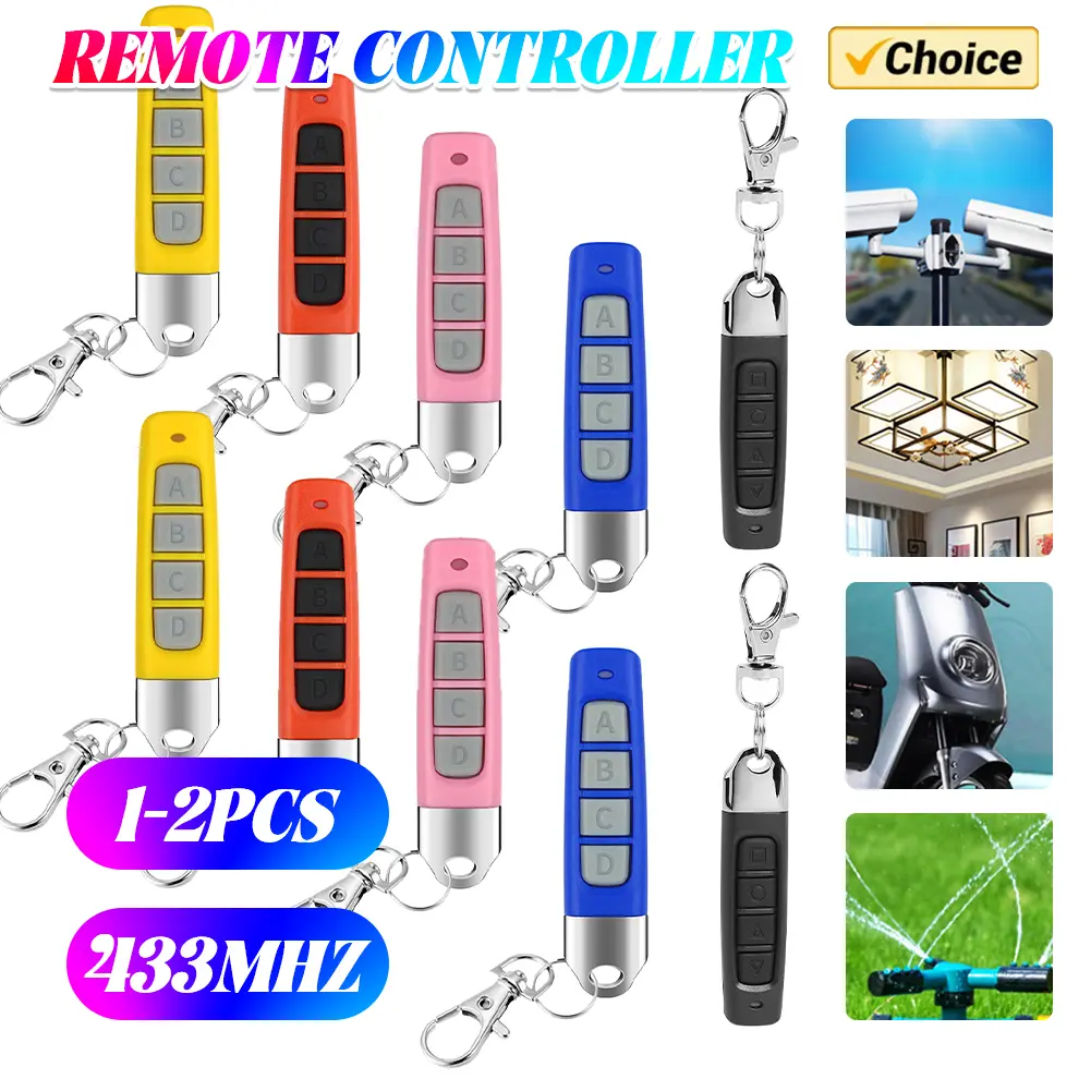 433MHz Remote Controller Battery Powered 4 Keys Copy Remote Controller Multifunctional Remote Control Duplicator for Garage Gate