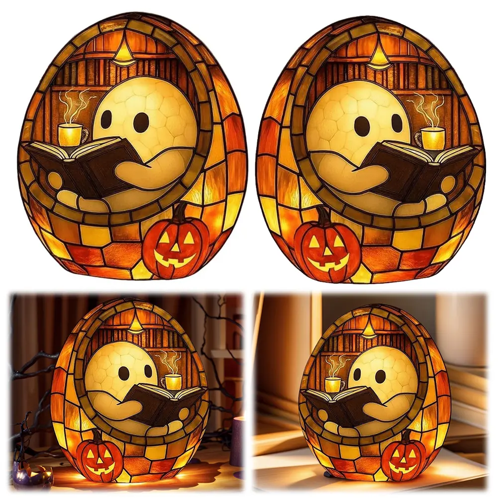 Adorable Ghost Reading Night Light Cute Ghost Reader LED Light Halloween Decor for Readers & Book Lover