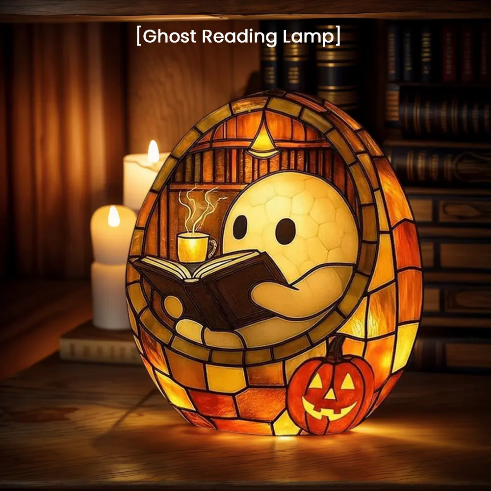 Adorable Ghost Reading Night Light Cute Ghost Reader LED Light Halloween Decor for Readers & Book Lover