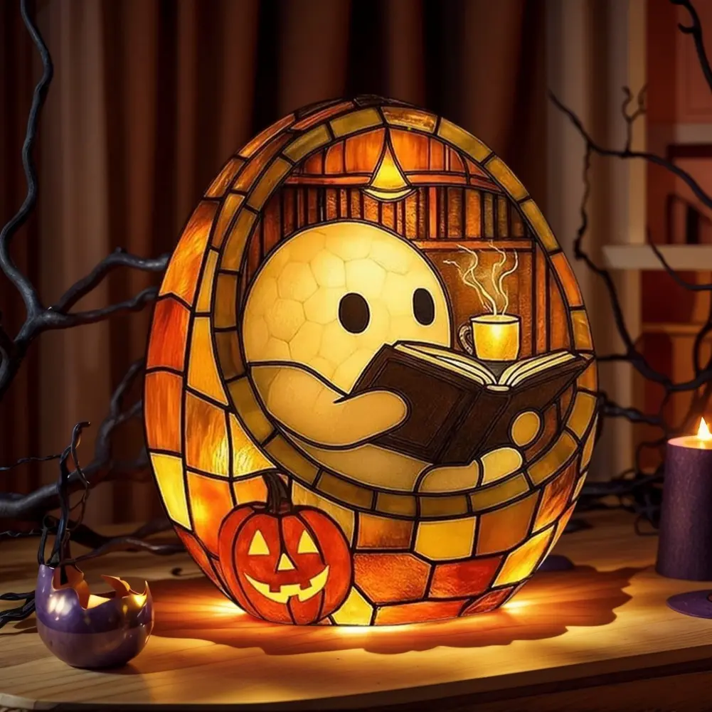 Adorable Ghost Reading Night Light Cute Ghost Reader LED Light Halloween Decor for Readers & Book Lover