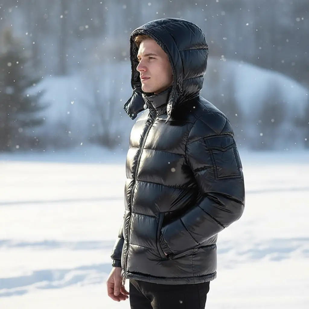 Winter Mens Shiny Down Parkas Coats Man Mountain Ski Cotton Thermal Coats Men Thick Windbreaker Hooded Jacket Clothing