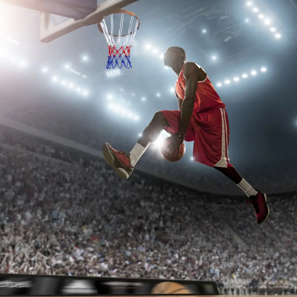 Basketball Net Outdoor Sports Basketball Hoop Basket Standard Basketball Rim Net All-Weather Tri-Color Sports Entertainment