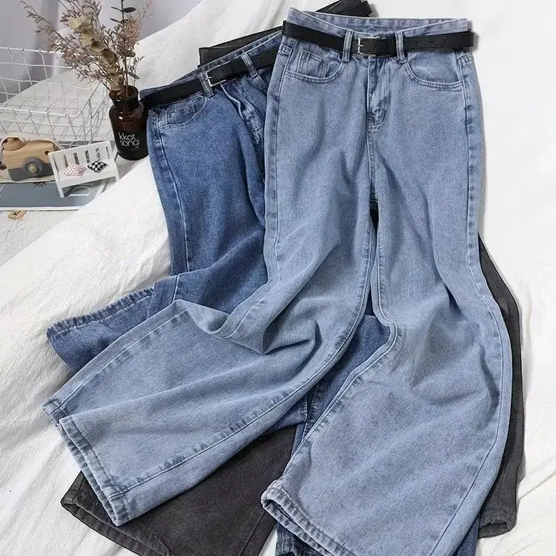 Vintage Jeans Women's Summer Thin Straight-leg Loose-fit Petite High-waisted Draped Wide-leg Long Pants New 2024 Model
