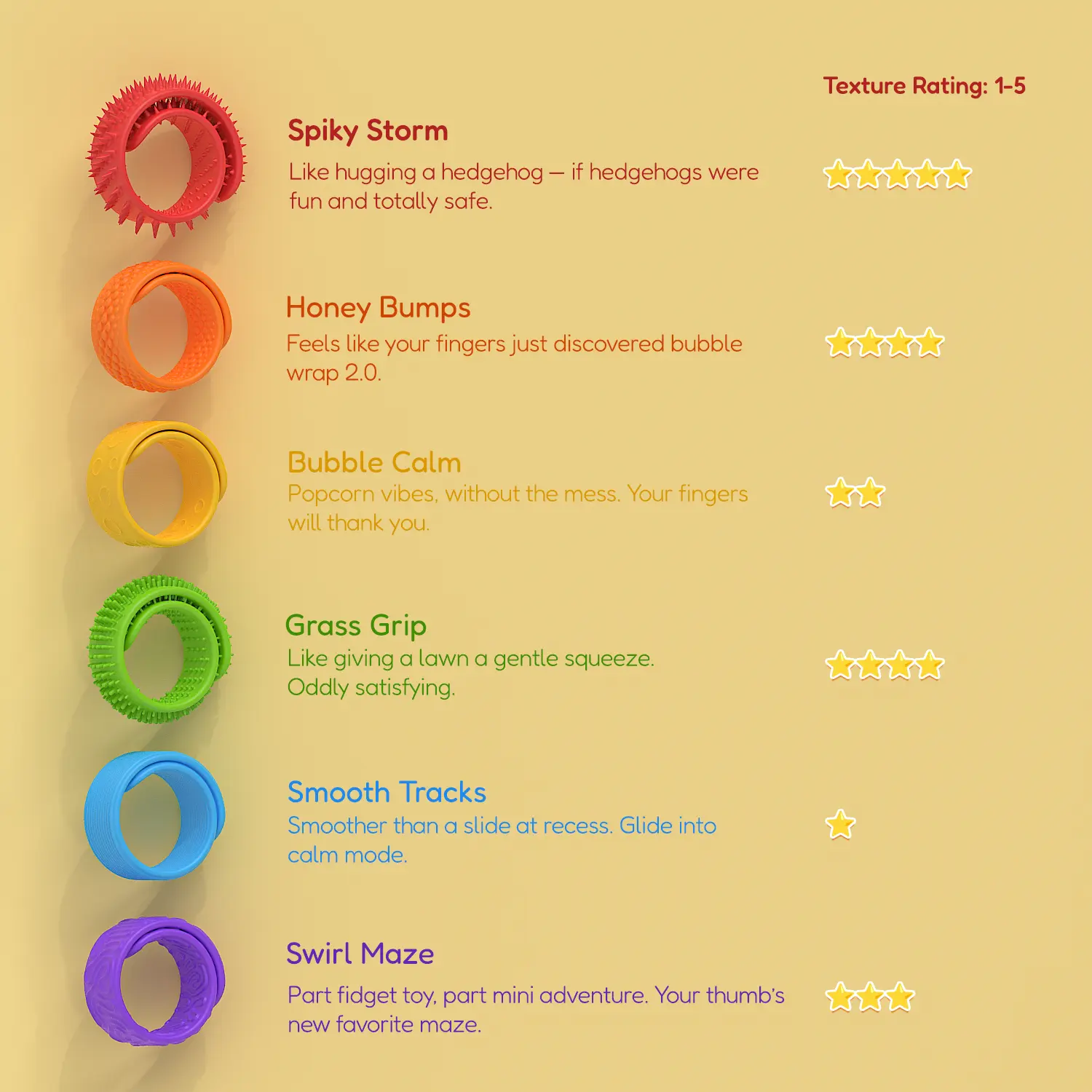 Sensory Slap Bracelet Fidget Toys,Silicone Anti Stress Relief Toy for Kids Children ADHD Autism Calming Antistress Anxity 6 Pack