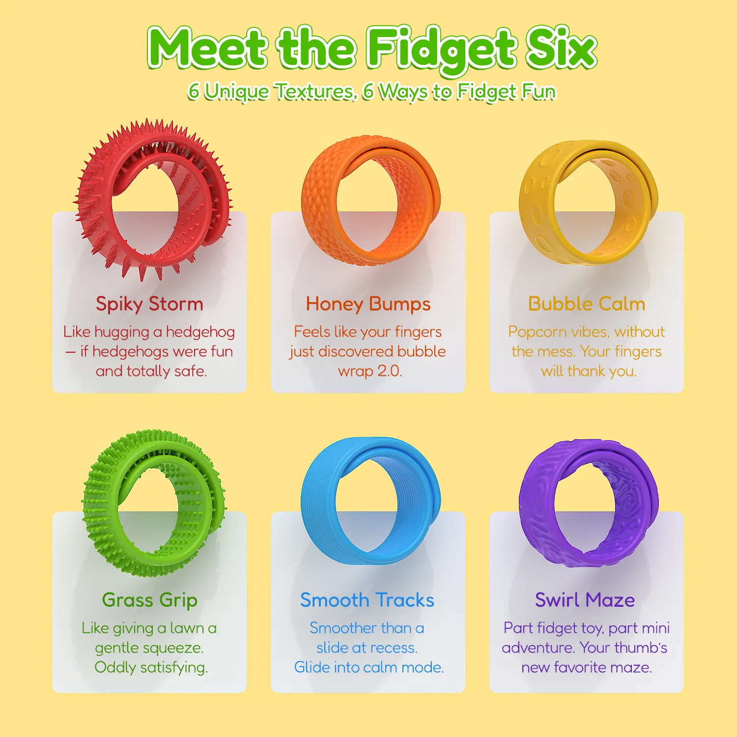 Sensory Slap Bracelet Fidget Toys,Silicone Anti Stress Relief Toy for Kids Children ADHD Autism Calming Antistress Anxity 6 Pack