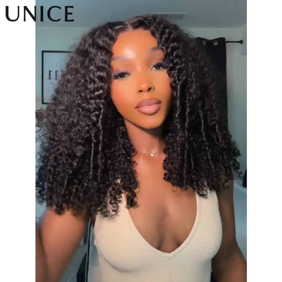 UNice Bye-Bye Knots 7x5 Lace Curly Texture Premium Human Hair Wig With Finger Coil Ends