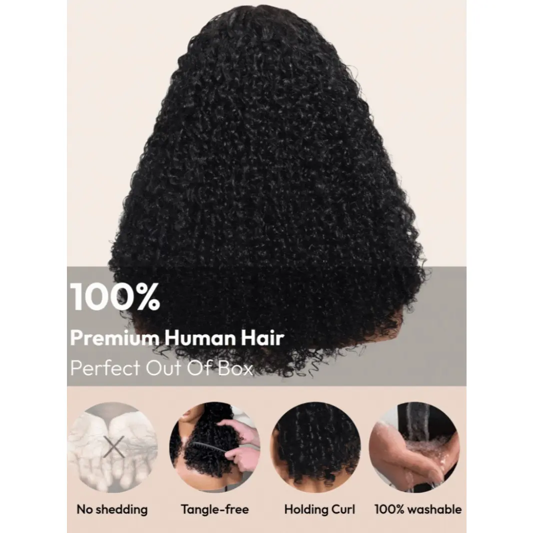UNice Bye-Bye Knots 7x5 Lace Curly Texture Premium Human Hair Wig With Finger Coil Ends