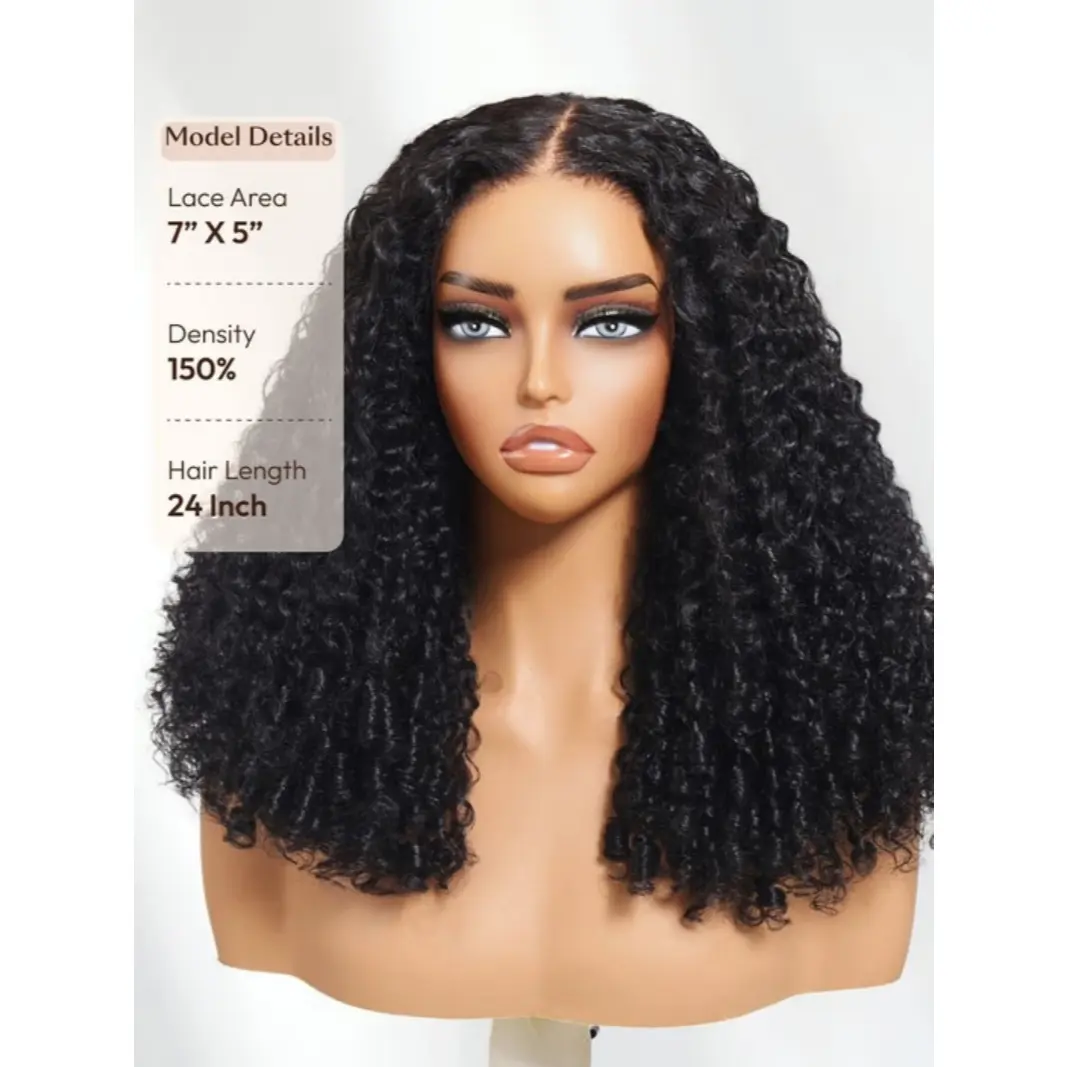 UNice Bye-Bye Knots 7x5 Lace Curly Texture Premium Human Hair Wig With Finger Coil Ends