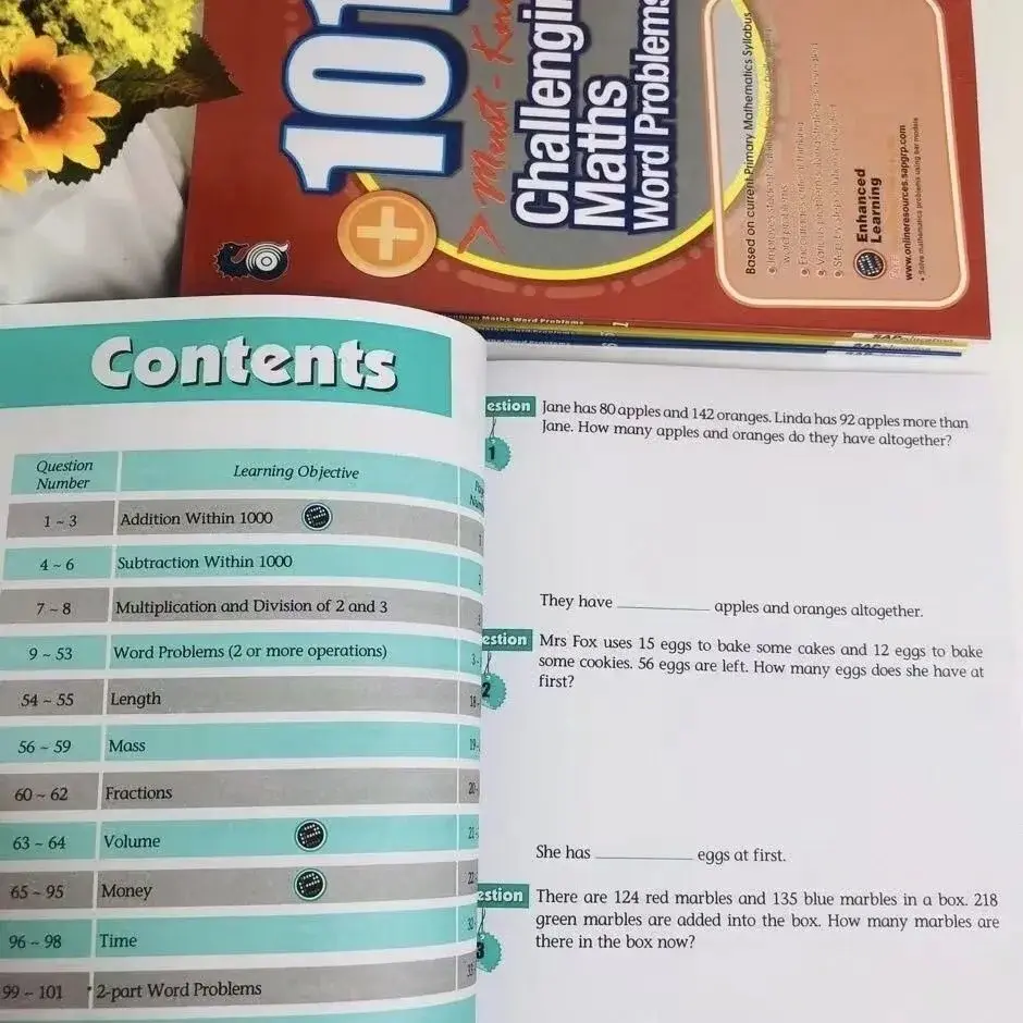 101 Challenging Maths Word Problems Books Singapore Primary School Grade 1-6 Math Practice Book English Book 6 Books/Set Libros