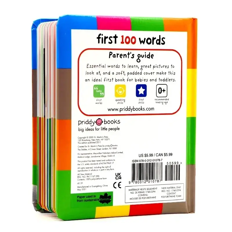 First 100 Words Baby Children's books aged 1-3English Picture Book