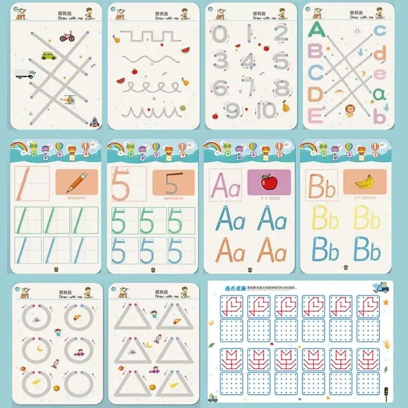 Magical Tracing Workbook Educational Montessori Books for Children Pen Control Training Reusable Calligraphy Copybook Kids Toys