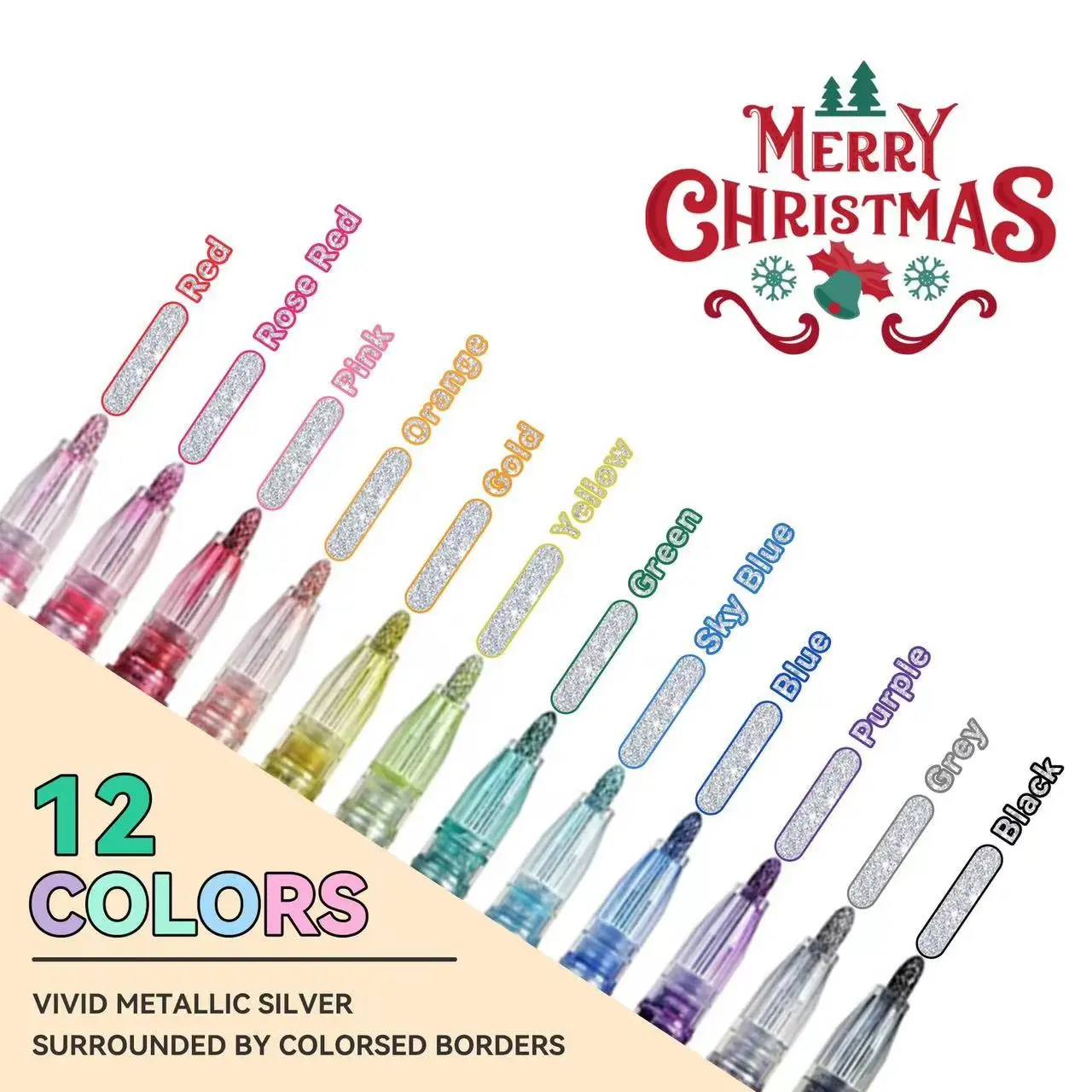 Double Line Contour Pen for Children,Color Dream Metal,Hand Account Fluorescent Pen,greeting Card,Children's Graffiti,Color Suit