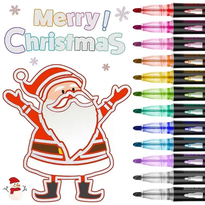 Double Line Contour Pen for Children,Color Dream Metal,Hand Account Fluorescent Pen,greeting Card,Children's Graffiti,Color Suit