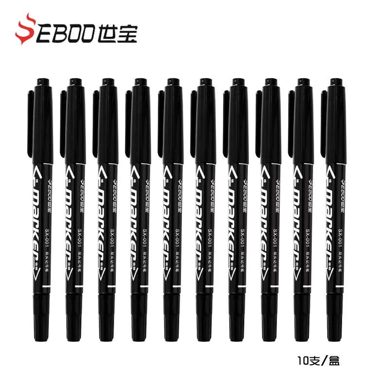 10Pcs Twin Tip Permanent Art Markers Pens, Fine Point, Waterproof, Oily, Black,Red,Blue Ink, Painting, Office & School Supplies