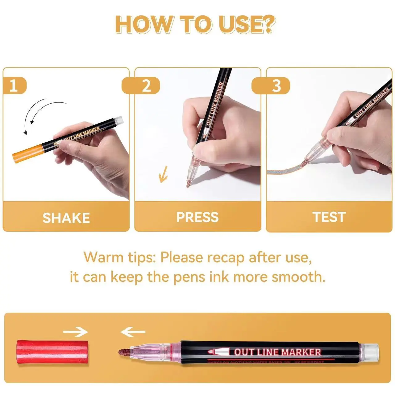 Double Line Contour Pen for Children,Color Dream Metal,Hand Account Fluorescent Pen,greeting Card,Children's Graffiti,Color Suit