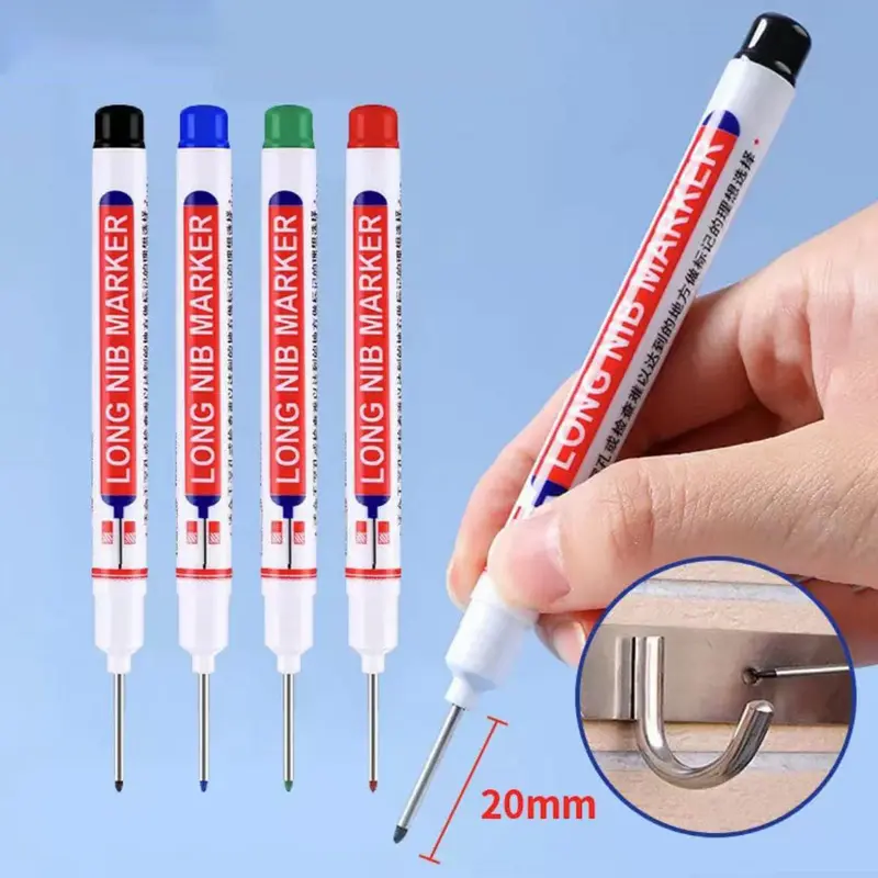 6Pcs/Set 20mm Long Nib Head Markers for Metal Perforating Pen, Waterproof, Bathroom, Woodworking Decoration, Multi-Purpose