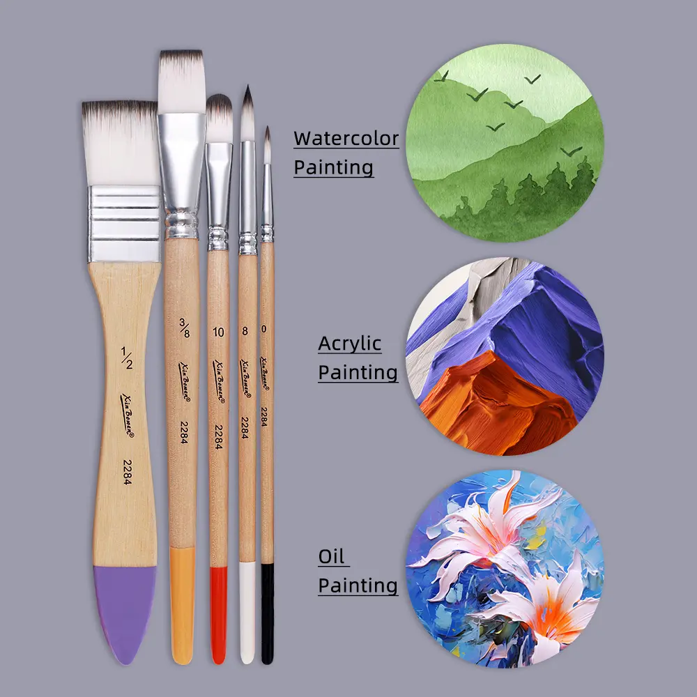 Nylon brush set, art supplies, beginner art wall painting, watercolor, oil painting, acrylic paint board brush tools