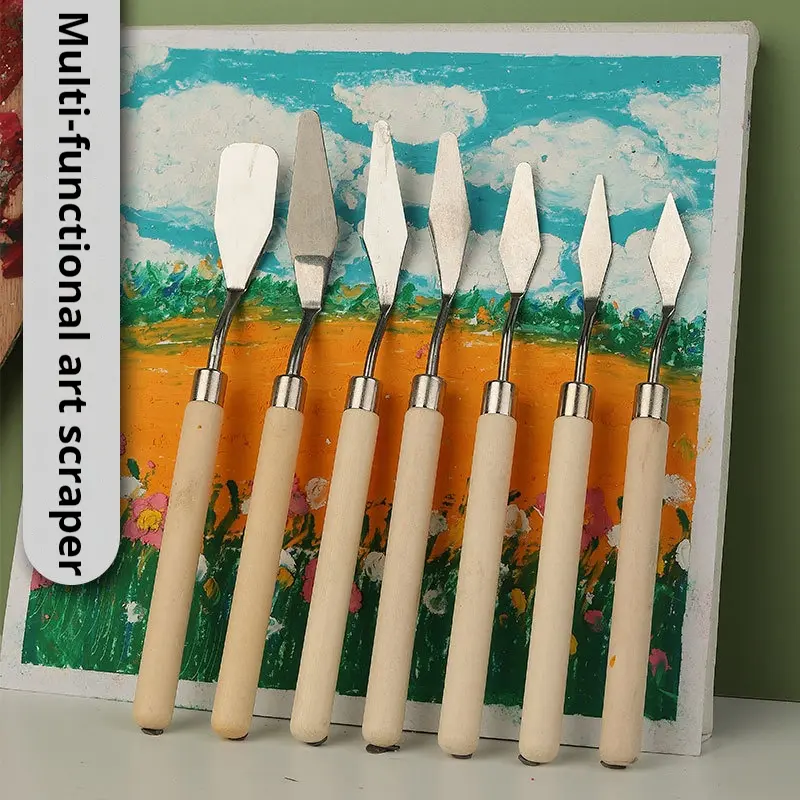7Pcs/Set Stainless Steel Oil Painting Knives, Artist Crafts Spatula, Palette Knife, Mixing Knife, Scraper Art Tools