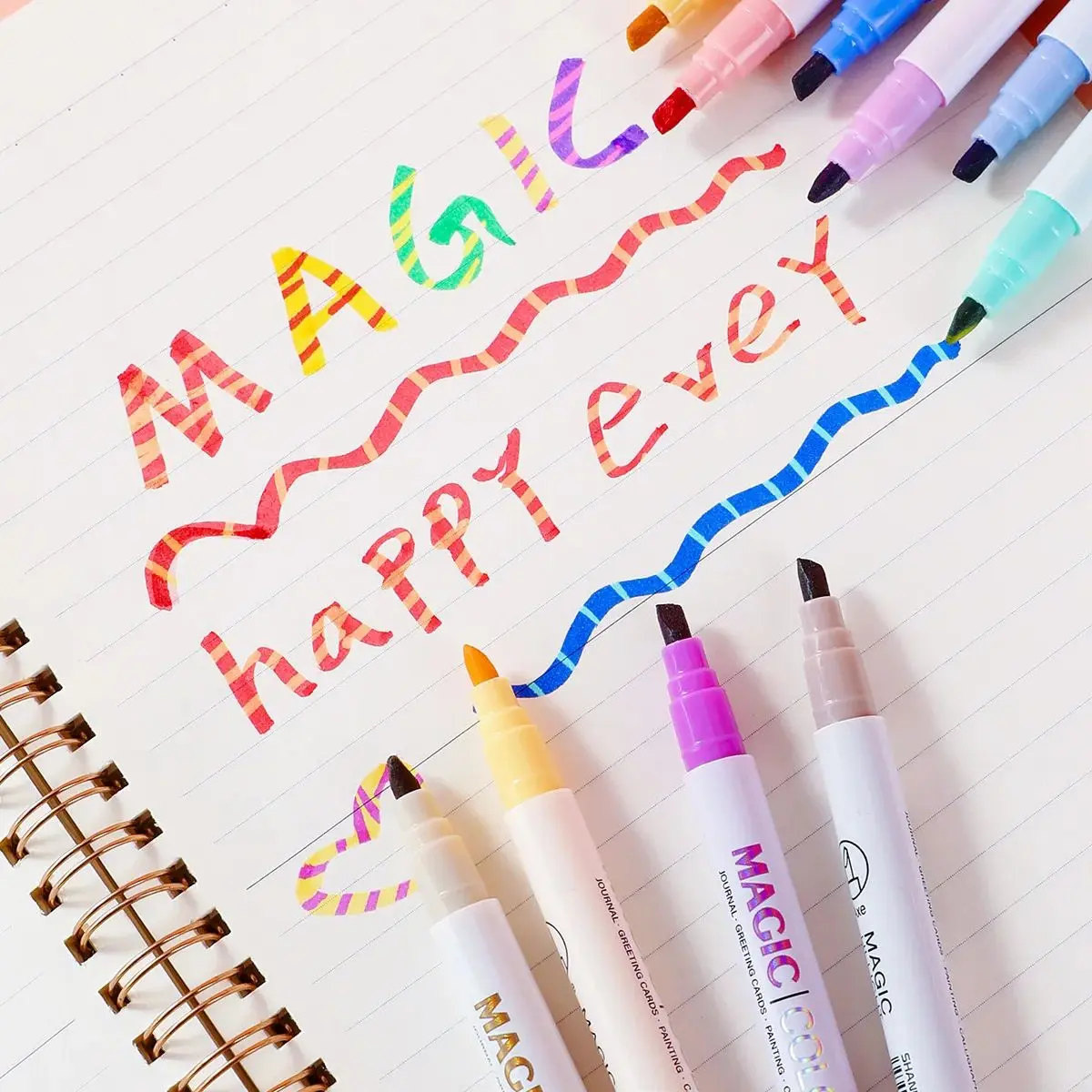 Double-ended Magic Color Changing Highlighter Pen Set, Student Diary Scrapbook Painting, DIY Making, School office stationery